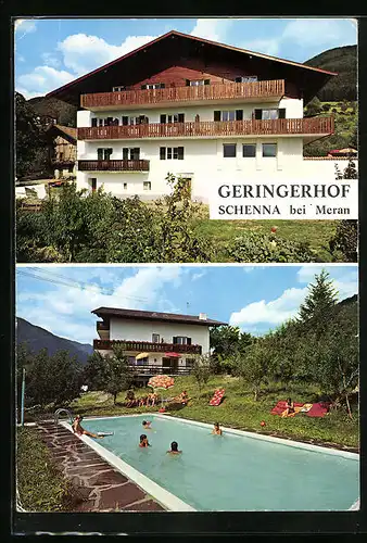 AK Schenna bei Meran, Pension Garni Geringerhof, Pichlerstrasse 22, Schwimmbecken