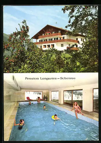 AK Schenna bei Meran, Pension Langwies, Verdinserstrasse 35, Schwimmbad