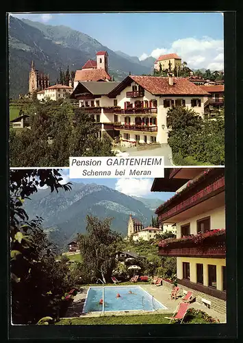 AK Schenna bei Meran, Pension Gartenheim, Schwimmbecken