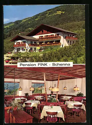 AK Schenna oberhalb Meran, Pension Fink, Verdinser Strasse 9, Innenansicht