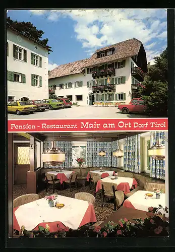 AK Dorf Tirol bei Meran, Pension-Cafe Mair am Ort, Innenansicht