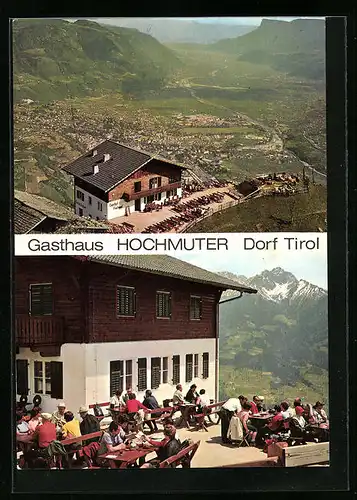 AK Dorf Tirol bei Meran, Gasthaus Hochmut, Terrasse