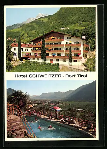 AK Dorf Tirol bei Meran, Hotel Garni Schweitzer, Schwimmbecken