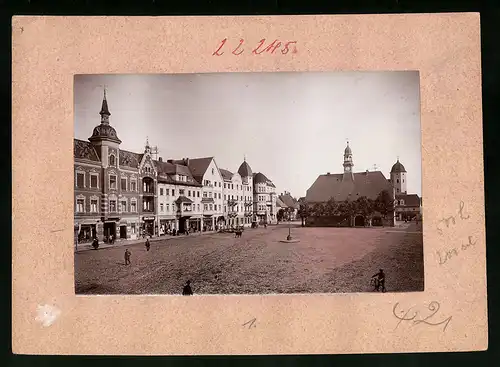 Fotografie Brück & Sohn Meissen, Ansicht Finsterwalde, Marktplatz mit Ladengeschäft von Albert Staberow