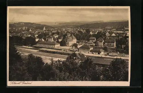 AK Schwäbisch Gmünd, Bahnhof aus der Vogelschau