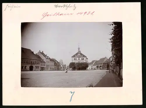 Fotografie Brück & Sohn Meissen, Ansicht Geithain, Marktplatz mit Gasthaus Goldner Löwe