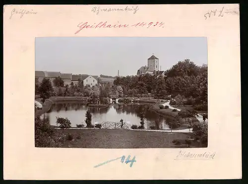 Fotografie Brück & Sohn Meissen, Ansicht Geithain, Blick über den Schwanenteich