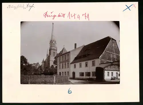 Fotografie Brück & Sohn Meissen, Ansicht Burgstädt, Kirche & Stadtmühle