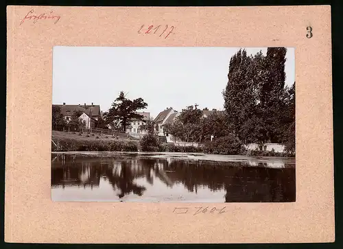 Fotografie Brück & Sohn Meissen, Ansicht Frohburg i. Sa., Teichpartie mit Blick in den Ort