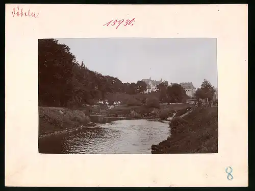 Fotografie Brück & Sohn Meissen, Ansicht Döbeln i. Sa., Flusspartie mit Blick auf das Amtsgericht