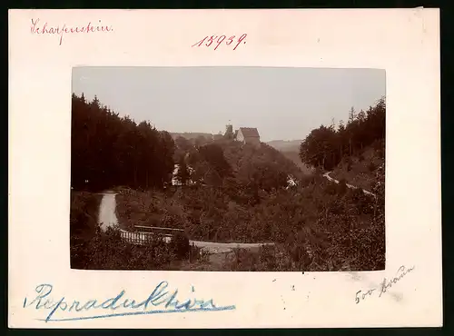 Fotografie Brück & Sohn Meissen, Ansicht Scharfenstein, Blick auf die Burg Scharfenstein im Zschopautal