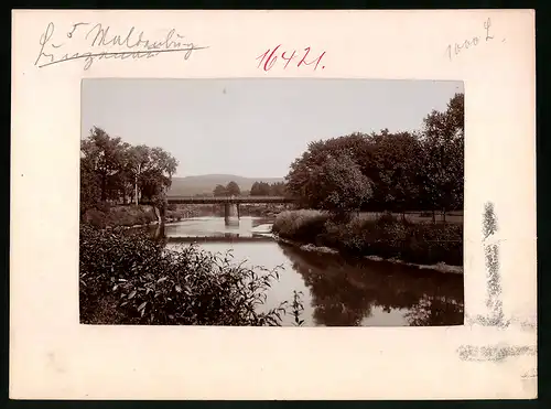 Fotografie Brück & Sohn Meissen, Ansicht Waldenburg i. Sa., Muldepartie mit Brücke