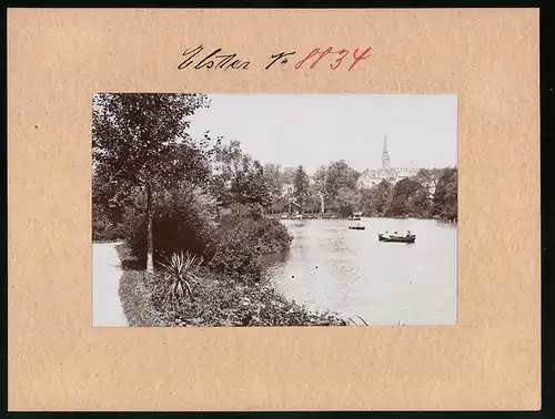 Fotografie Brück & Sohn Meissen, Ansicht Bad Elster, Blick auf den Luisa See mit der Bootsstation