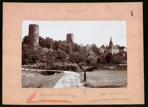 Fotografie Brück & Sohn Meissen, Ansicht Kohren, Blick auf die Kirche und die Ruine