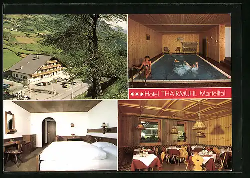 AK Martell-Ennewasser, Hotel Thairmühl im Martelltal, Innenansichten