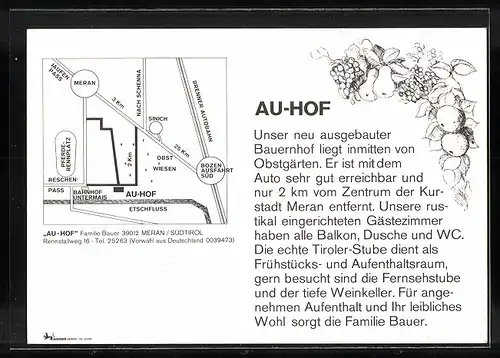 AK Meran, Pension Au-Hof, Innenansichten