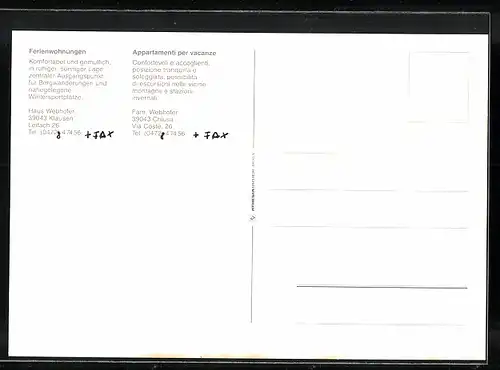 AK Klausen, Pension Haus Webhofer, Leitach 26, Innenansichten