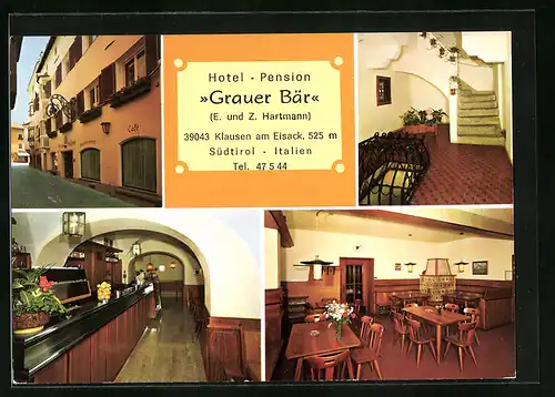 AK Klausen am Eisack /Bolzano, Hotel-Pension Grauer Bär, Innenansichten