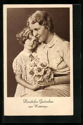 AK Mutter mit Kind und Blumen zum Muttertag