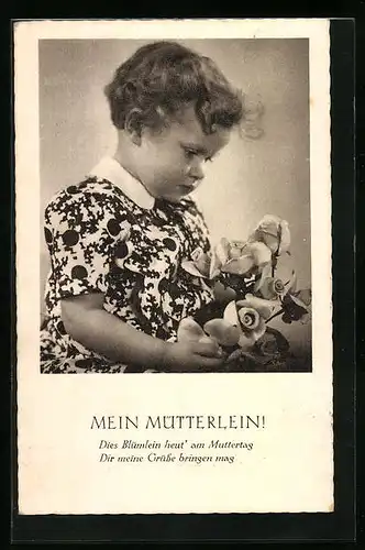 AK Kleinkind mit Blumen zum Muttertag