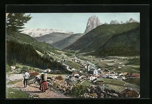 AK St. Ulrich, Ortsansicht gegen Langkofel