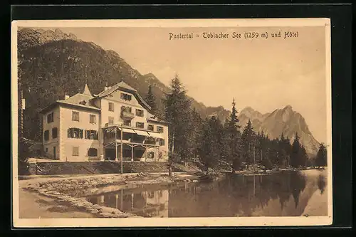 AK Toblach /Pustertal, Toblacher See und Hotel