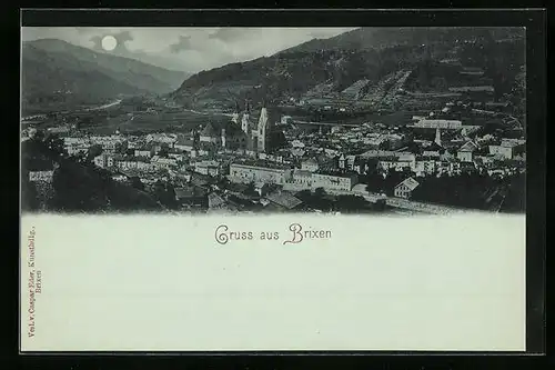 Mondschein-AK Brixen, Teilansicht von oben