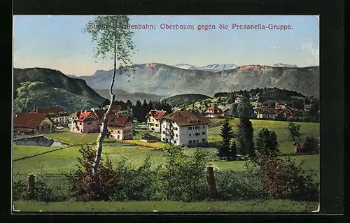 AK Oberbozen, Ortsansicht gegen die Presanella-Gruppe