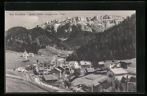 AK Selva /Val Gardena, Teilansicht mit Stellagruppe