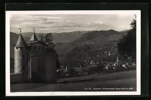 AK Völs a. Schlern, Ansitz Zimmerlehen mit Bergpanorama