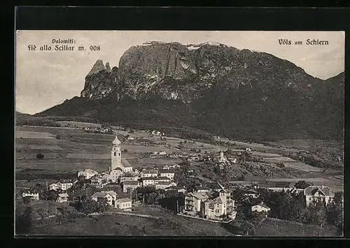 AK Völs a. Schlern, Totalansicht aus der Vogelschau