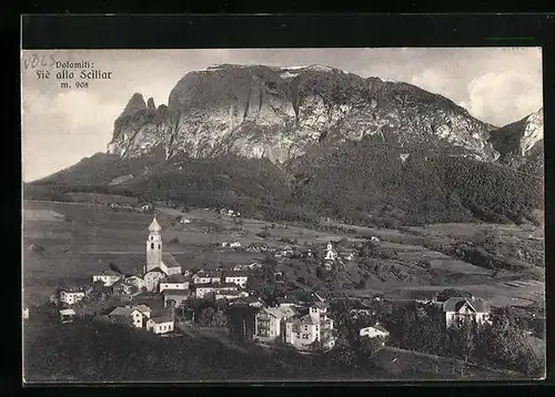 AK Völs a. Schlern, Gesamtansicht mit Dolomiten