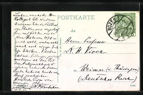 AK Welschnofen, Ortsansicht gegen Latemar