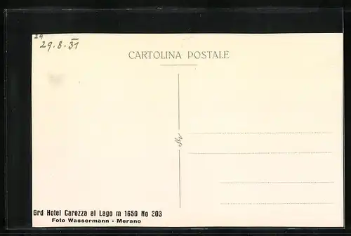AK Carezza al Lago, Ansicht des Grd Hotels mit Bergpanorama