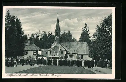 AK Maria Eich bei Planegg, Gläubige vor der Wallfahrtskapelle