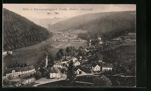 AK Ohrdruf, Blick in Schwarzwaldgrund bis nach Oberhof