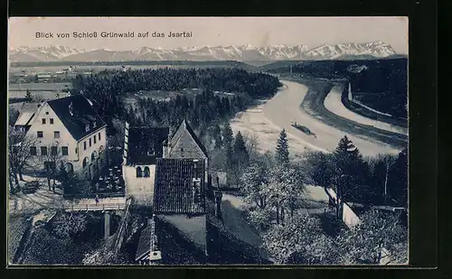 AK Grünwald, Blick vom Schloss auf das Isartal
