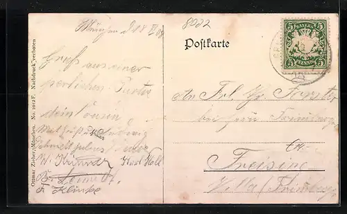 AK Grünwald, Blick vom Schloss auf das Isartal