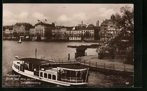 AK Hamburg-Neustadt, Blick auf den neuen Jungfernstieg, Boot