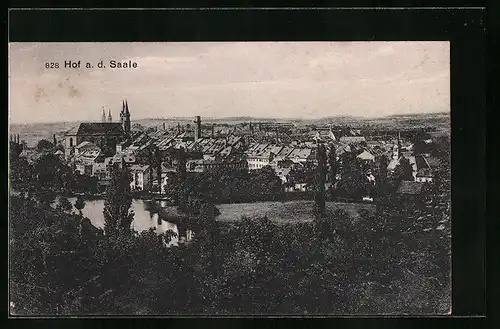 AK Hof a. d. Saale, Ortsansicht aus der Vogelschau