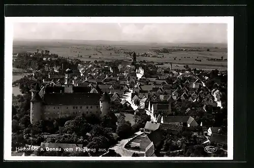 AK Höchstädt a. Donau, Ortspartie vom Flugzeug aus