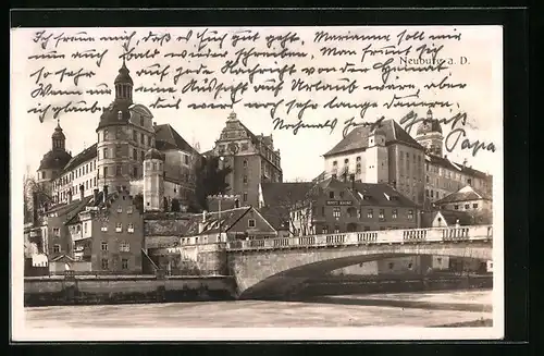 AK Neuburg a. D., Partie an der Brücke