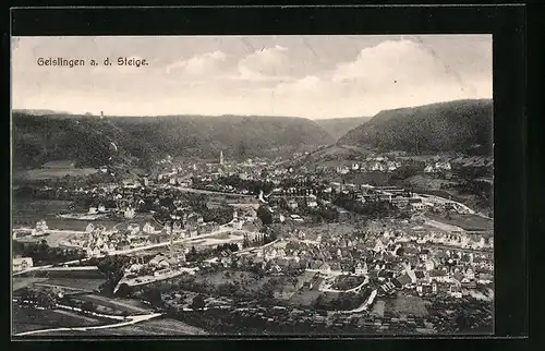 AK Geislingen a. d. Steige, Ortsansicht aus der Vogelschau