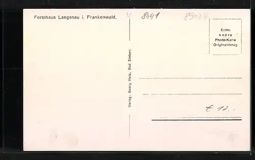 AK Geroldsgrün, Forsthaus Langenau im Frankenwald