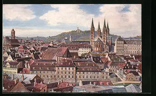 Künstler-AK Bamberg, Gesamtansicht mit Altenburg