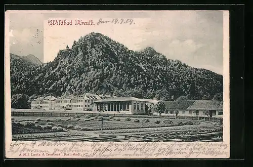 AK Kreuth, Ortspartie vor Bergpanorama