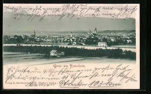 AK Rosenheim, Ortsansicht mit Zwiebelturm