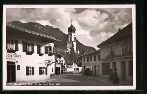 AK Oberammergau, Partie beim Sternwirt, Gasthof Stern