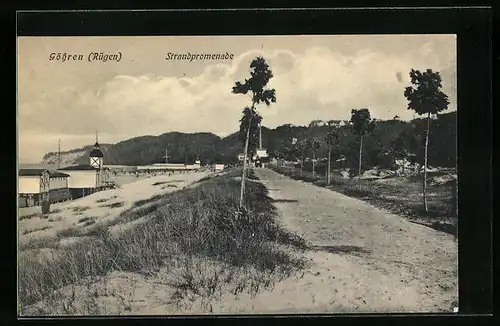 AK Göhren, Strandpromenade mit Passanten