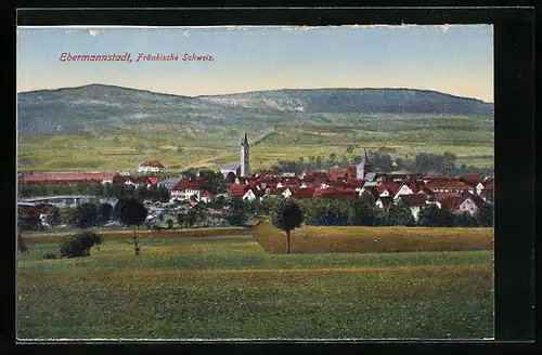 AK Ebermannstadt /Fränk. Schweiz, Totalansicht vom Feld aus